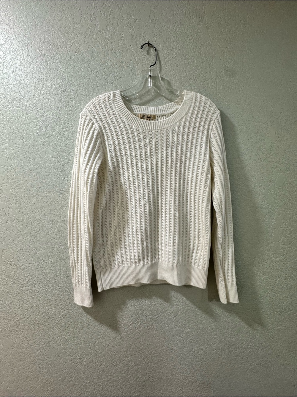 Les Serein Women's Crewneck Thin Cable Sweater - Off White